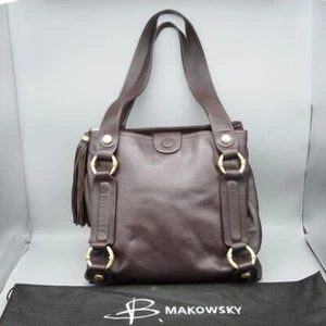 Autentica borsa a tracolla in pelle Makowsky + dust bag - paisley oro marrone - Foto 1 di 21