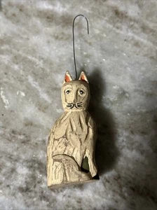 Vintage Holz geschnitzt Katze Ornament 3" - Bild 1 von 4