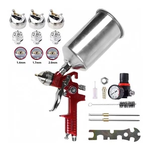 Professional HVLP Spray Gun Kit Automotive Paint Spray Paint Gun 3 Nozzles - Picture 1 of 16