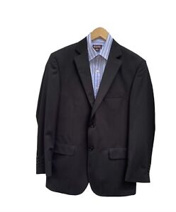 Pronto Uomo Signature Black Wool Two Button Mens Blazer Made in Itaty Sz-42R