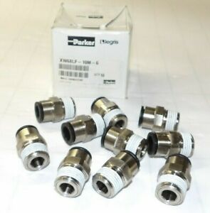 BOX OF 10) NEW PARKER LEGRIS 3/8" NPT- 10MM TUBE PUSH TO CONNECT W68LF-10M-6