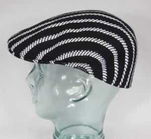Kangol Twist Stripe 504 Flatcap Ivy Cap Slide Cap Black White New - Foto 1 di 3
