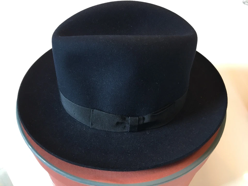 $700 Loro Piana Hombre Azul Burt Cashfelt Sombrero Talla 57 cm, 22 3/8” Hecho en Italia Foto 1 de 4