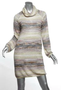MISSONI Womens Cashmere+Silk Chevron Knit Turtle-Neck Sweater Dress IT42 US6 M - Picture 1 of 4