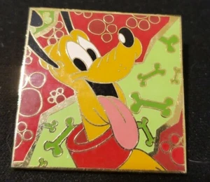 Disney Pin 14379 DLR Psychedelic Square Series Pluto Dog Paw Prints Green Bones - Imagen 1 de 12