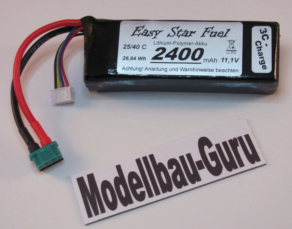 Easy Star Fuel 2400 mAh 11,1 V Lipo Akku mit M6 Multiplex Stecker - Bild 1 von 1