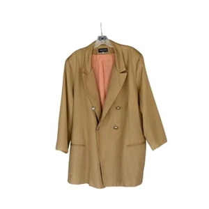 Women's Vintage 80's Chad Stevens Tan Double Breasted Lined Blazer 24W - Picture 1 of 7