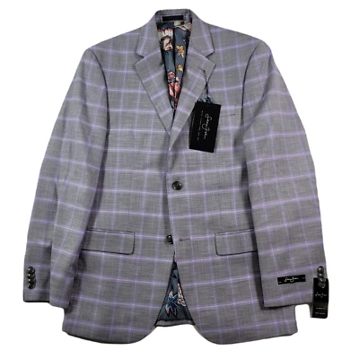 Traje Chaqueta Sean John Estampado Hombres 36R 36 Gris Púrpura Cuadros Ajuste Clásico $360 Foto 1 de 4