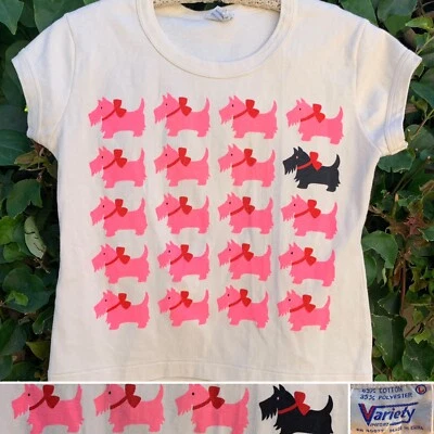 Camiseta Vintage Rosa Scottie Dogs Negra Scottie Dog Variedad Importación Talla L Foto 1 de 4