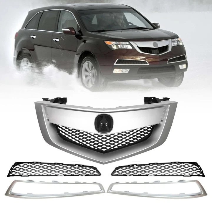 Parrilla de parachoques delantero con moldura plateada para Acura MDX 2010-2013 Foto 1 de 4