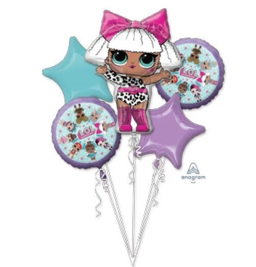 LOL Surprise Diva 5 Piece Anagram Balloon Bouquet Birthday Party Decorations - Image 1 of 1