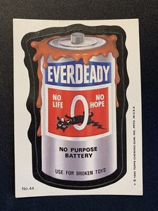 1985 Topps Wacky Packages Everdeady Battery 44 Sticker Card Checklist Back