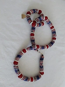Traditional Multicoloured Beads |Jewellery| African Handpainted Necklace Set - Picture 1 of 13