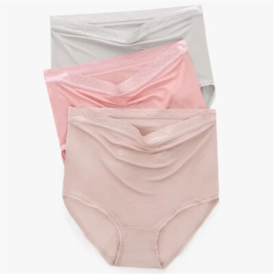 3 pares de calzoncillos de punto para mujer ropa interior de seda morera cintura alta abdomen bragas Foto 1 de 4