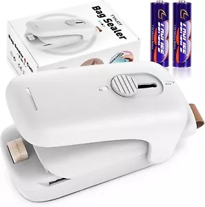 Mini Handheld Snack Bag Sealer & Cutter - White with Batteries Included - Picture 1 of 7