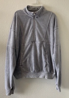 Better Together Sweater 1/2 Zip Mock Neck Gray Size Large Cozy Comfy Pockets - Imagem 1 de 4