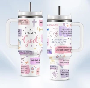 Christian Gifts for Women Coffee Tumbler 40Oz I Am A Child of God Gifts Travel - Picture 1 of 9