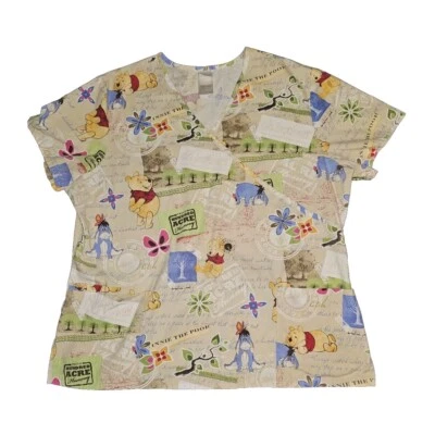 Blusa Médica Disney Winnie the Pooh XL Veterinaria Dentista Enfermera Eeyore World Land Cuello en V Foto 1 de 4