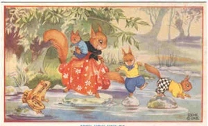 SCOIATTOLO RANA FROG GRENOUILLE FROSCH RENE CLOKE CLOKE RENE SQUIRREL ÉCUREUIL - Foto 1 di 2