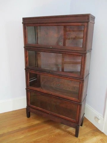 Mahogany 4 Section Stacking Barrister Bookcase, HALE - Herkimer, NY, Glass Doors Cover