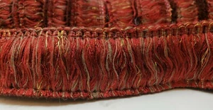 5 YDS TOSKANA ITALIENISCH DICK DOPPELT 2" ROT GOLD BÜRSTE FRANSEN VORHANG POLSTERUNG - Bild 1 von 12