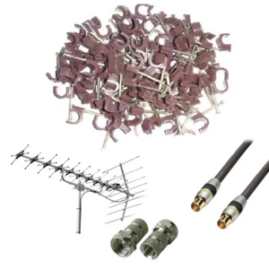 7mm Redondo Marrón Cable Clip con Clavo de Fijación En 100 Paquete - Coaxial & - Bild 1 von 6