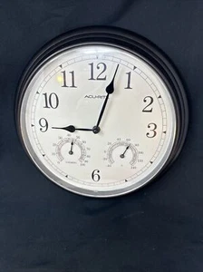 Acurite 14in Bronze Patine Weather Clock Temperature & Humidity Tested Excellent - Picture 1 of 13