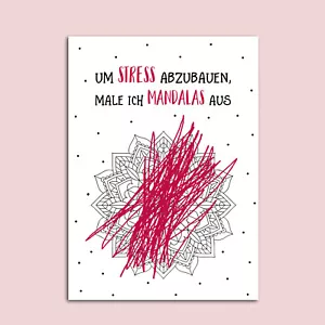 Postkarte Anti Stress MANDALAS Motivationskarte lustig Sprüche Postkarte lustig - Bild 1 von 3