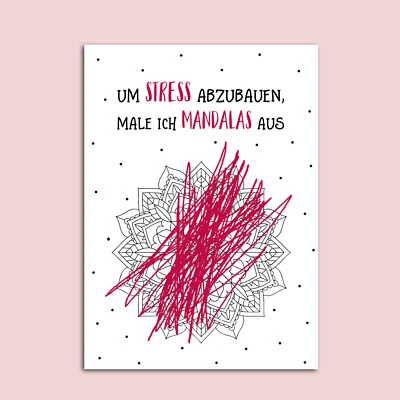 Postkarte Anti Stress MANDALAS Motivationskarte lustig Sprüche Postkarte lustig