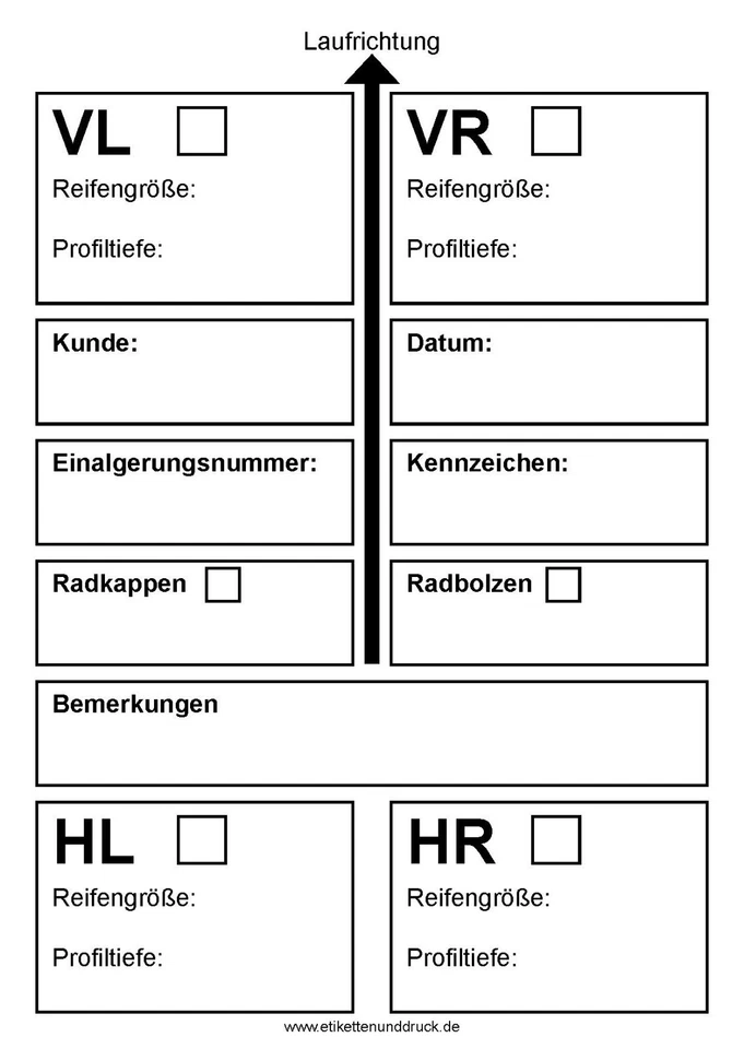 400 Reifenetiketten für Einlagerung 105x148mm oder 105x74mm Rad/Reifen Aufkleber - Bild 1 von 1