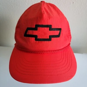 Chevrolet Hat Chevy Logo Red Rope Trucker Snapback Braid Gold Medal Vintage - Picture 1 of 11
