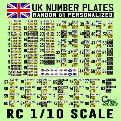 RC 1/10 UK BRITISH Number Plates Scale Sticker GB BRITAIN License Plate Licence - Image 1 of 4