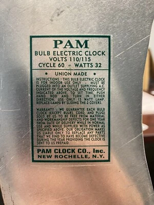 1 Vintage PAM Clock Label/sticker (Free Shipping) - Image 1 of 2