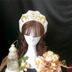 Pretty Women Renaissance Tudor Headpiece Medieval Royal French Hood LARP Coronet - Picture 1 of 7