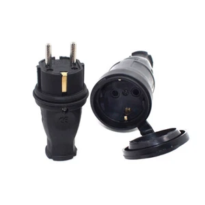 1Pcs EU Rubber Socket Plug 16A 250V Electrial Grounded European Connector Plug - Picture 1 of 7