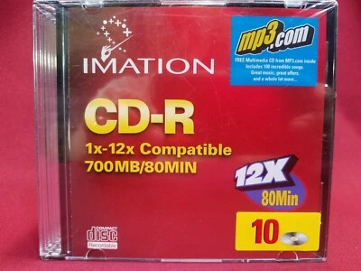 CD-R 10-PACK Imation 80 minutes 700 MG 12x in Jewel Cases 1x-12x Compatible - Image 1 of 4