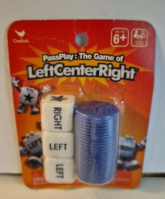 NIP Pass Play:  The Game of Left Center Right - Cardinal-24 tokens/3 dice - Image 1 of 2