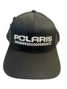 Polaris Racing Hat Black Checkered Cap SnapBack New NWT Adjustable Mesh Trucker - Picture 1 of 10