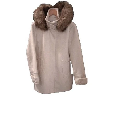 Womens Coat Duffle Nine West Ivory Mid Length Large Faux Fur  - Image 1 of 4