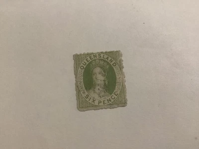 Queensland 1860-81 6d Green Chalon usado luz cancelar Foto 1 de 2