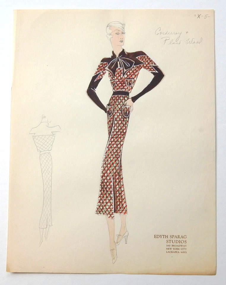 1930-е винтажная мода оригинальное произведение искусства рисунок иллюстрация красивая модель - Изображение 1 из 1