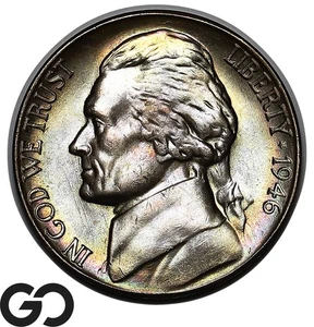 1946-S Jefferson Nickel, Beautiful Toning - Picture 1 of 3