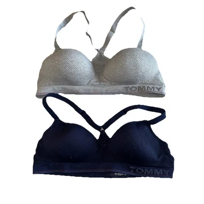 2 Tommy Hilfiger女式中号运动文胸。 蓝色/灰色停产支撑/衬垫 — 第 1/4 张图片