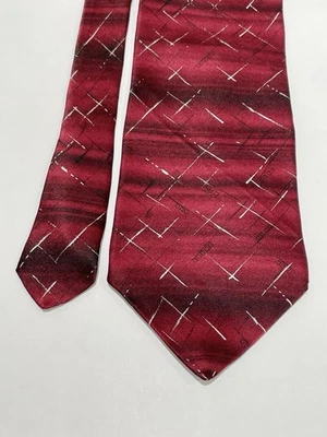 Haggar Clothing Co. Corbata de seda clásica 56” borgoña negra abstracta corbata para hombre Foto 1 de 4