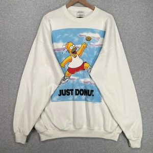 Felpa Vintage Home Simpson 2XL Bianca USA Just Donut Anni 90 TV Cartoni Animati Pullover - Foto 1 di 11