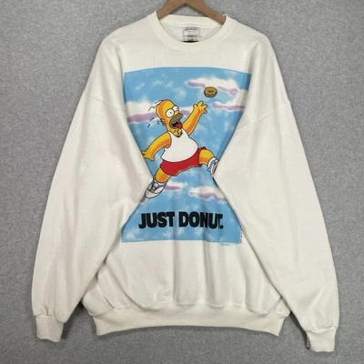 Sudadera Vintage Home Simpson 2XL Blanca EE. UU. Just Donut Años 90 TV Dibujos Animados Pullover Foto 1 de 4