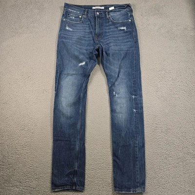 Calvin Klein Jeans Mens 32x34 Blue Denim Slim Straight CKJ 026 Distressed Retro - Image 1 of 4