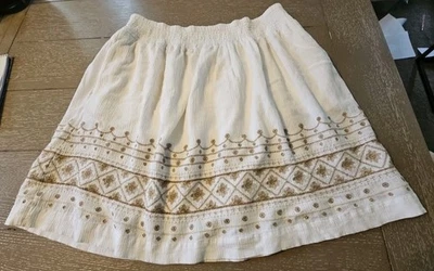 Falda forrada cintura fruncida bordada blanca MEDIANA J.JILL  Foto 1 de 4