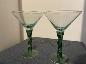 Tiki Farm Martiki Hand Blown Made in Mexico martini glasses 2pc - Picture 1 of 10
