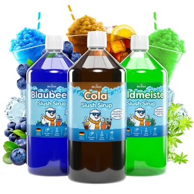 RUDLER & ROCKS GMBH Belissia Slush Eis Sirup 3 x 1000ml Konzentrat - Blaubeer, Cola, Waldmeister
